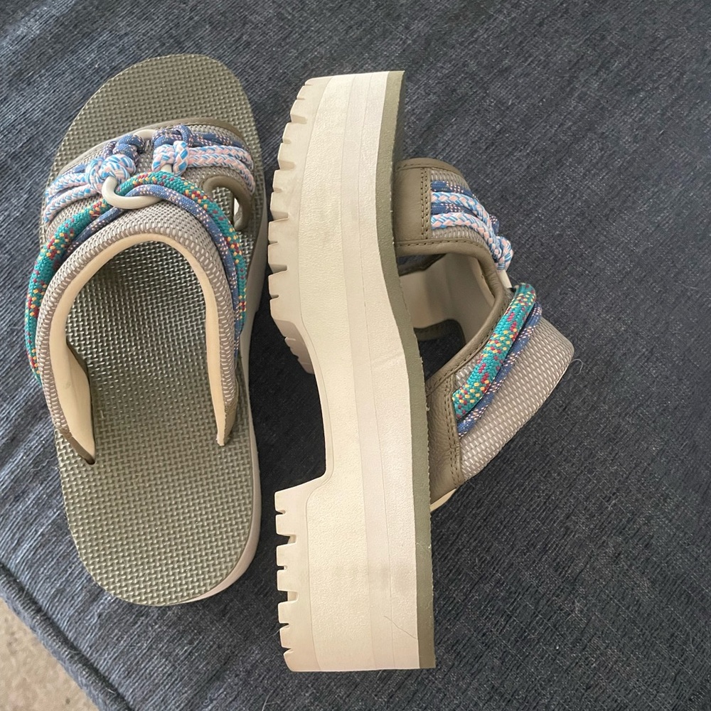TEVA Womens Flatforms Indio Carabiner Rope Slide